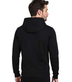 Pullover & Sweater*O46R Herren Hoodie Kapuzen-Pullover Basic-Pullover moderner Baumwoll-Pullover Sweater Schwarz