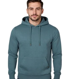 Pullover & Sweater*O46R Herren Hoodie Kapuzen-Pullover Basic-Pullover moderner Baumwoll-Pullover Sweater Türkis-Blau