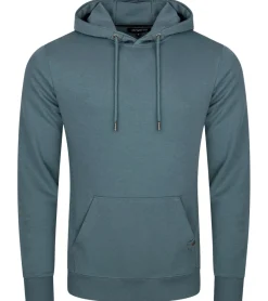 Pullover & Sweater*O46R Herren Hoodie Kapuzen-Pullover Basic-Pullover moderner Baumwoll-Pullover Sweater Türkis-Blau