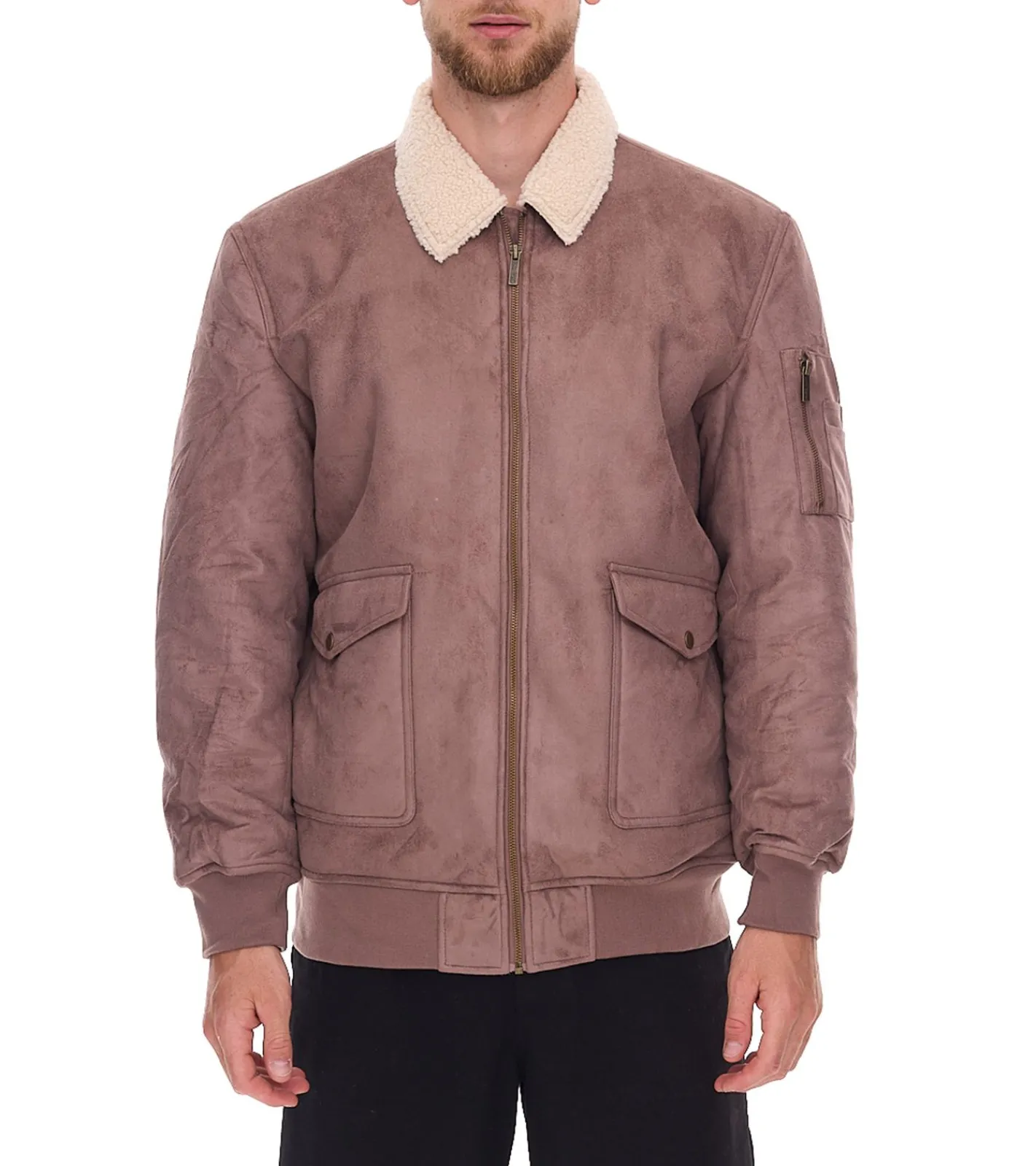 Jacken & Mäntel*O46bpx Herren Kernige Jacke in Wildlederoptik mit Teddykragen Outdoor-Jacke 955829 Hell-Braun