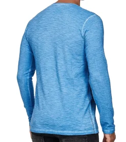 Pullover & Sweater*O46rn Herren Langarm-Shirt mit Adler Print Sommer-Baumwoll-Longsleeve Freizeit-Pullover R-10143 Blau