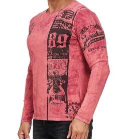 Pullover & Sweater*O46rn Herren Longsleeve gebatikt Baumwoll-Langarm-Shirt Sommer-Pullover Freizeit-Shirt R-10146 Rot