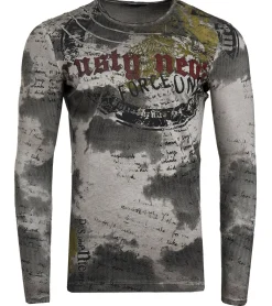 Pullover & Sweater*O46rn Herren Longsleeve im Batik-Stil Langarm-Shirt mit urbanen Print R-10140 Anthrazit