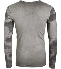 Pullover & Sweater*O46rn Herren Longsleeve im Batik-Stil Langarm-Shirt mit urbanen Print R-10140 Anthrazit