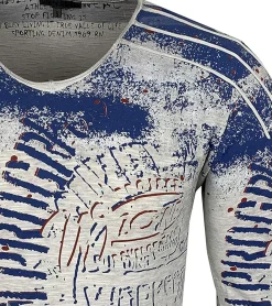 Pullover & Sweater*O46rn Herren Longsleeve im Vintage-Stil Work in Progress Langarm-Shirt Rundhals Baumwoll-Shirt R-10109 Hellgrau