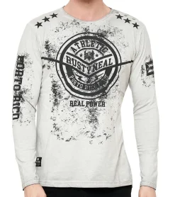 Pullover & Sweater*O46rn Herren Longsleeve im Vintage-Stil Langarm-Shirt Rundhals Baumwoll-Shirt R-10151 Hellgrau