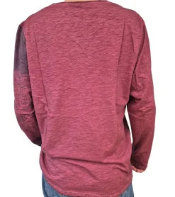 Pullover & Sweater*O46rn Herren Longsleeve im Vintage-Stil Work in Progress Langarm-Shirt Rundhals Baumwoll-Shirt R-10109 Bordeaux