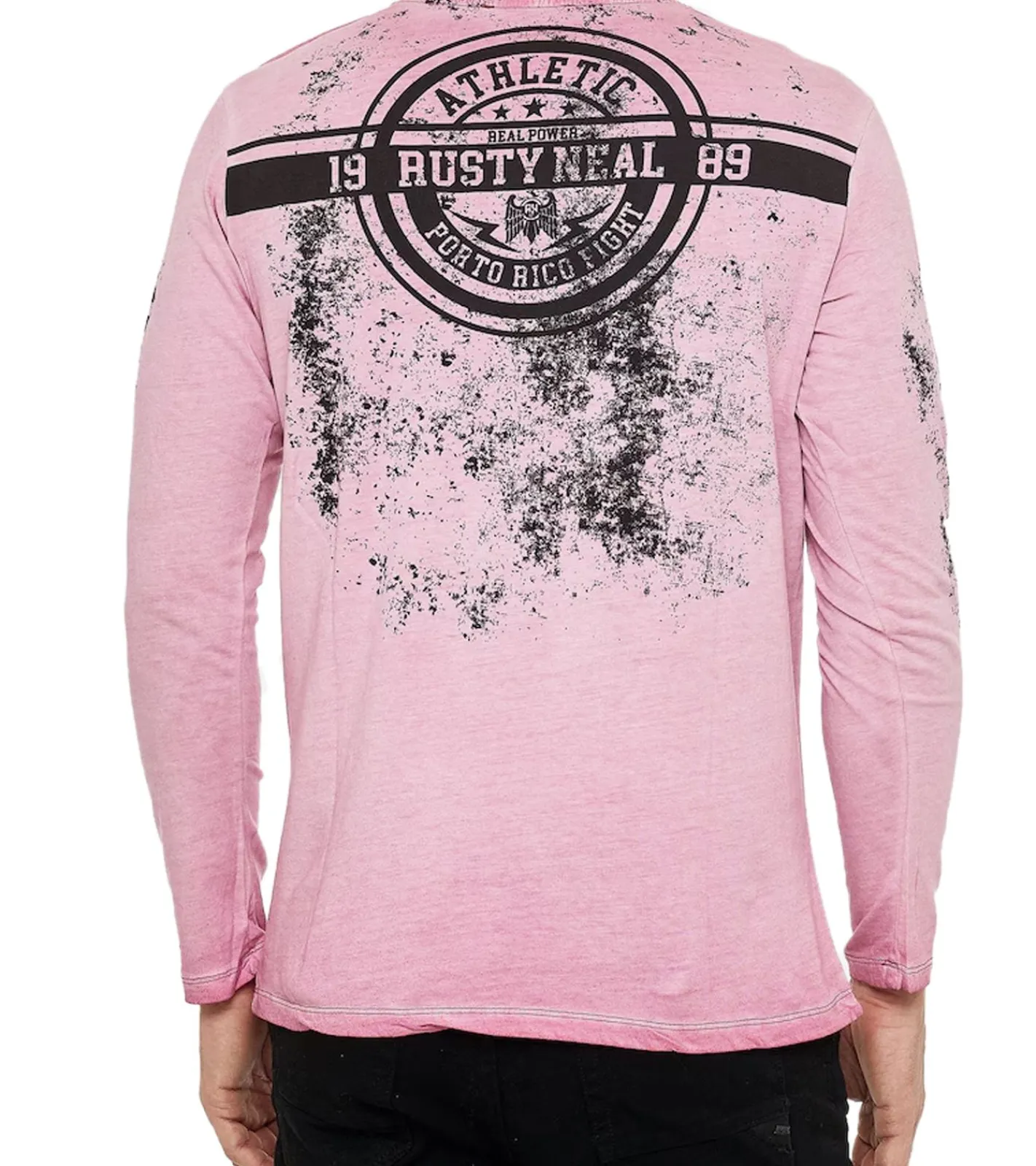Pullover & Sweater*O46rn Herren Longsleeve im Vintage-Stil Langarm-Shirt Rundhals Baumwoll-Shirt R-10151 Rosa