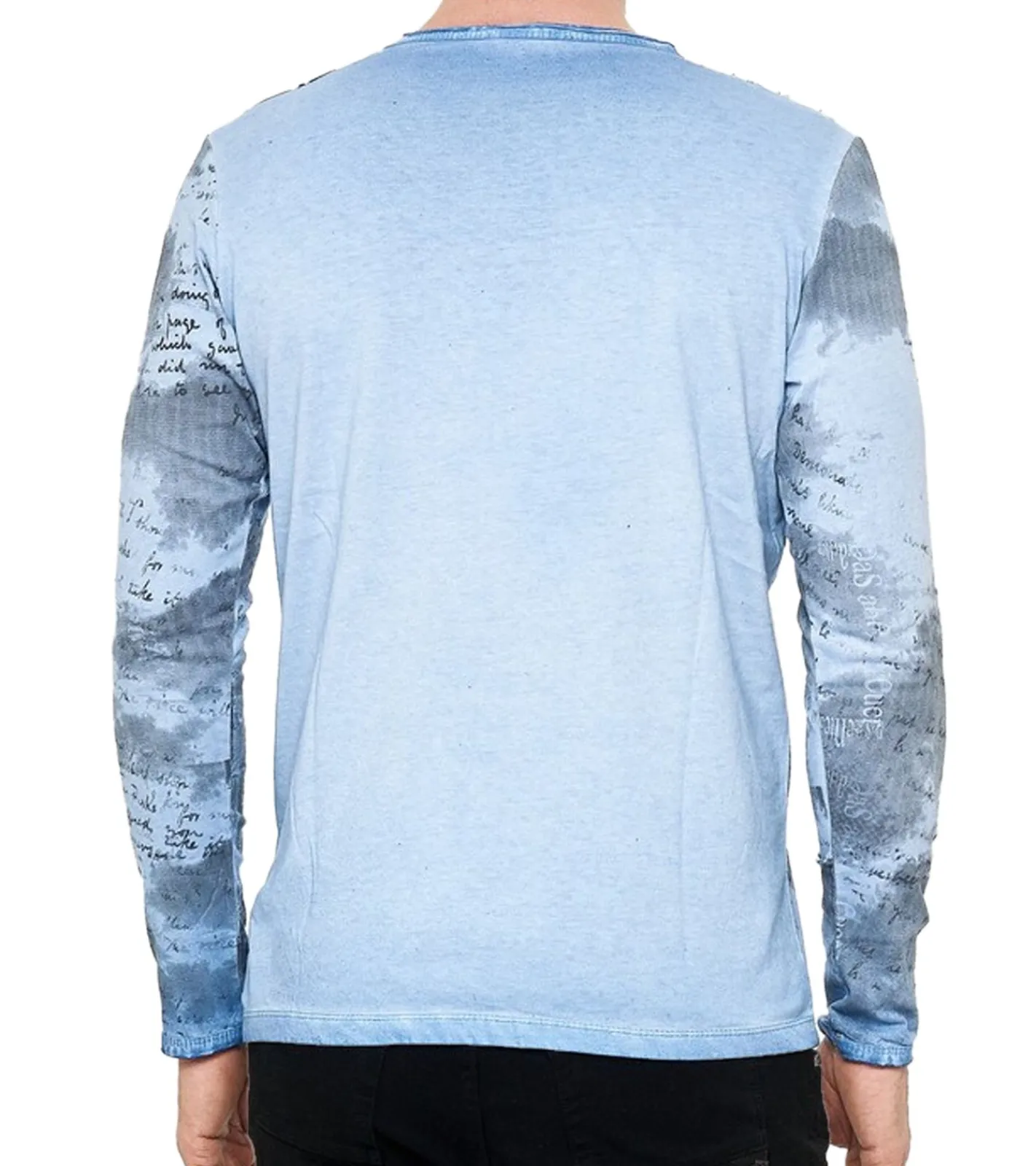 Pullover & Sweater*O46rn Herren Longsleeve mit Farbverlauf Baumwoll-Langarm-Shirt Sommer-Pullover Freizeit-Shirt R-10140 Blau