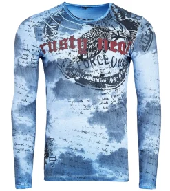 Pullover & Sweater*O46rn Herren Longsleeve mit Farbverlauf Baumwoll-Langarm-Shirt Sommer-Pullover Freizeit-Shirt R-10140 Blau