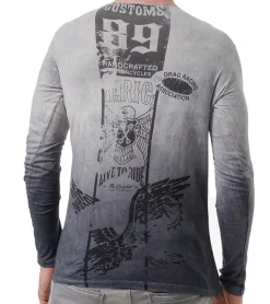 Pullover & Sweater*O46rn Herren Longsleeve mit Farbverlauf Baumwoll-Langarm-Shirt Sommer-Pullover Freizeit-Shirt R-10146 Grau