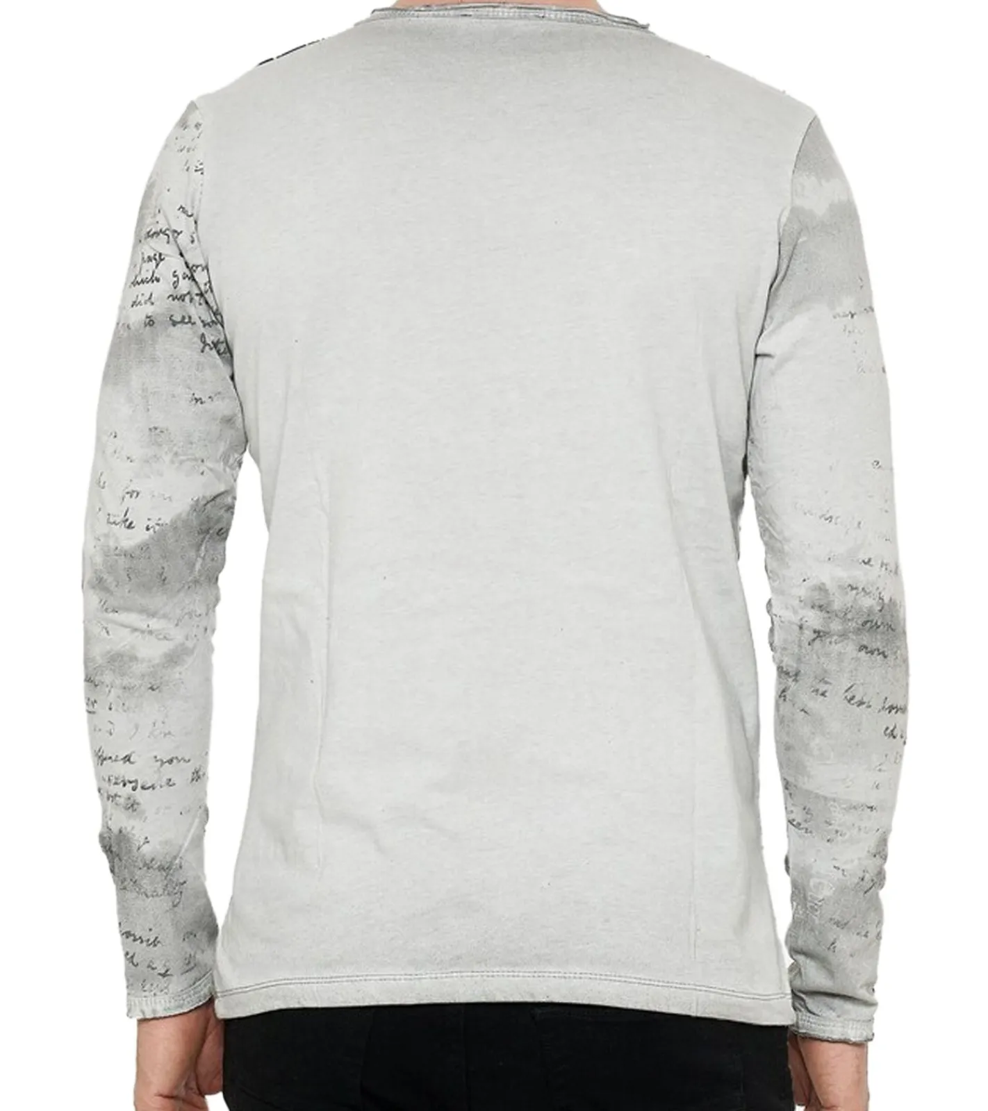 Pullover & Sweater*O46rn Herren Longsleeve mit Farbverlauf Baumwoll-Langarm-Shirt Sommer-Pullover Freizeit-Shirt R-10140 Hellgrau