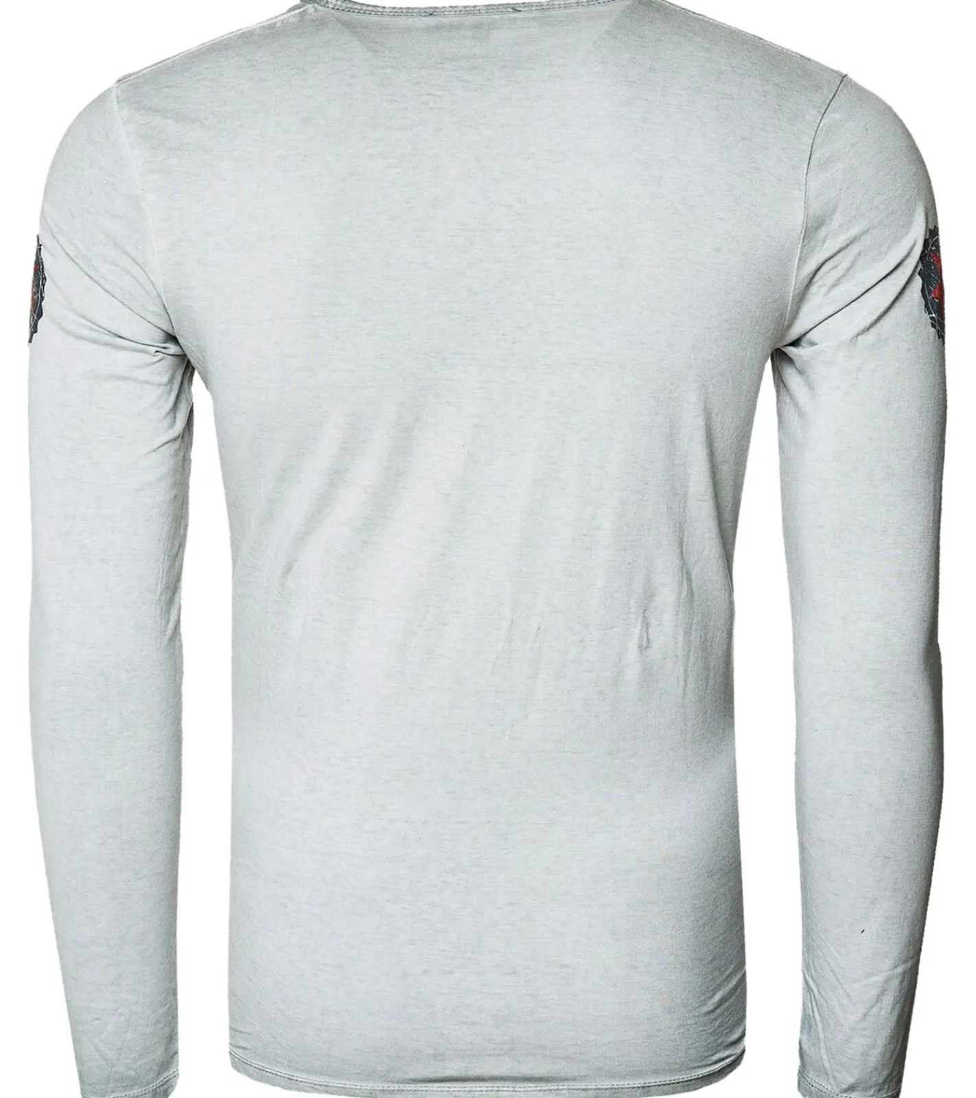 Pullover & Sweater*O46rn Herren Longsleeve mit großem Schriftzug Baumwoll-Langarm-Shirt Sommer-Pullover Freizeit-Shirt R-10155 Grau