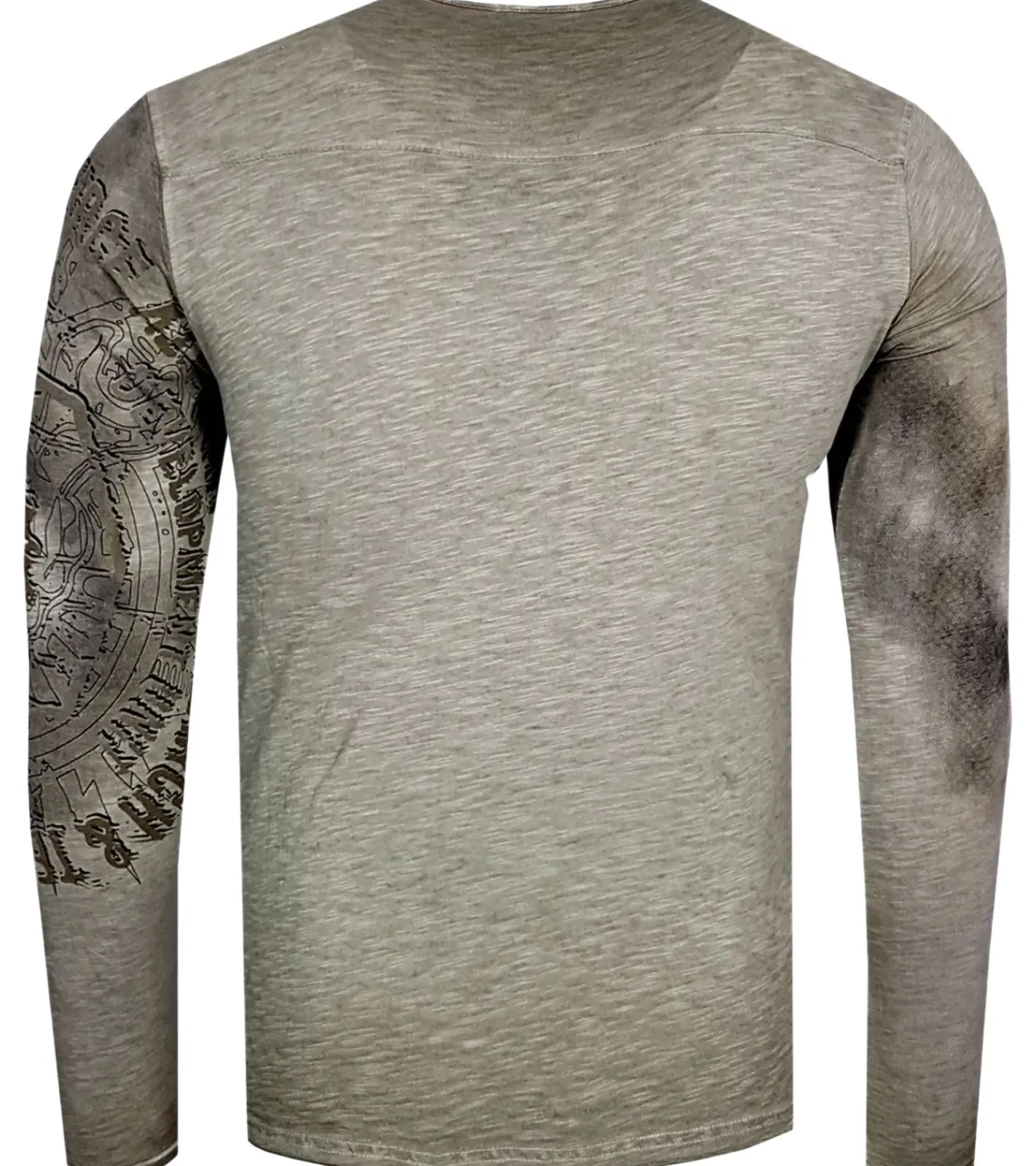 Pullover & Sweater*O46rn Herren Longsleeve mit großem Schriftzug und Print Baumwoll-Langarm-Shirt Sommer-Pullover Freizeit-Shirt R-10135 Khaki