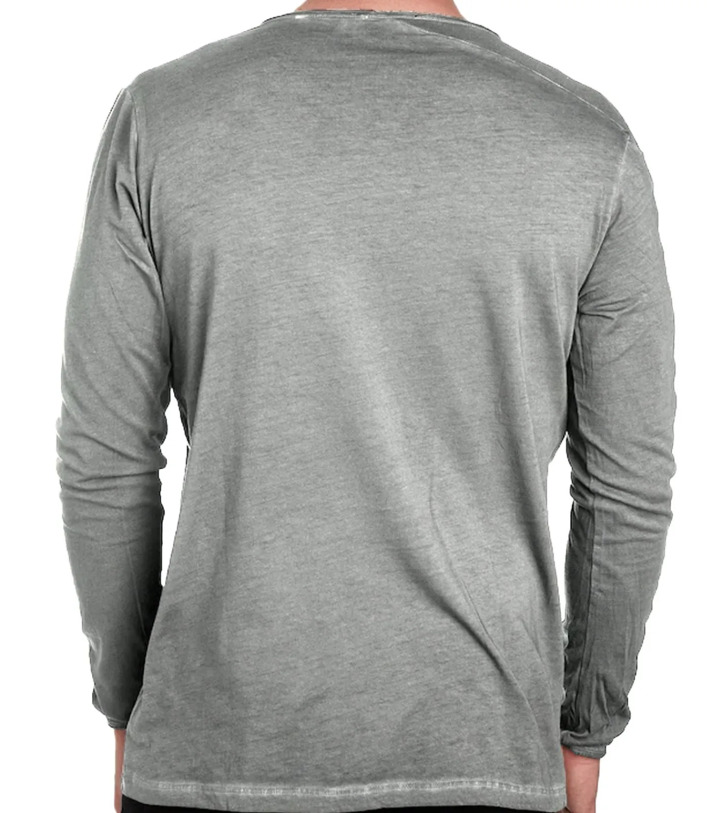 Pullover & Sweater*O46rn Herren Longsleeve mit kleinem Schriftzug-Print Baumwoll-Langarm-Shirt Sommer-Pullover Freizeit-Shirt R-10120 Mod1 Hellgrau