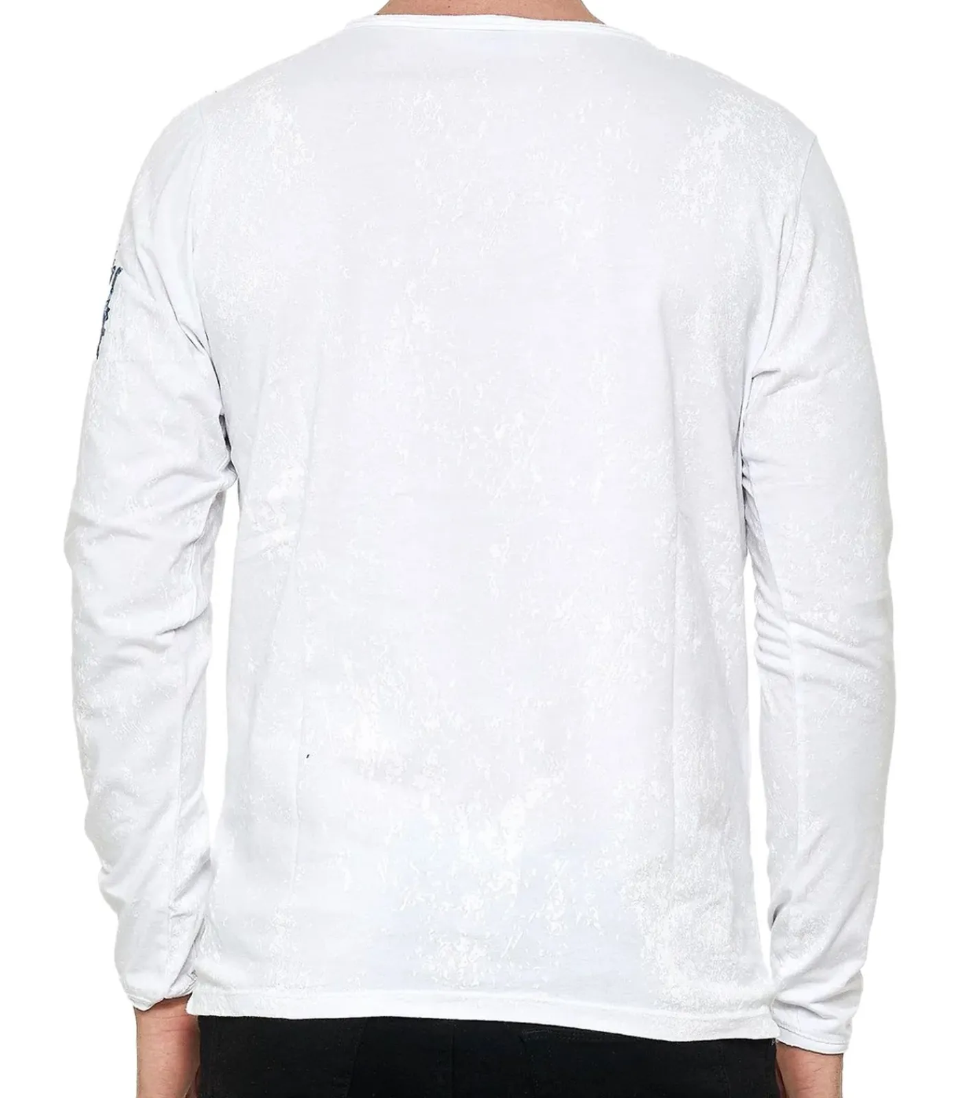 Pullover & Sweater*O46rn Herren Longsleeve mit Schriftzug Baumwoll-Langarm-Shirt Sommer-Pullover Freizeit-Shirt R-10153 Weiß