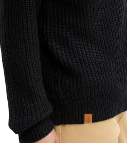 Große Größen|Pullover & Sweater*O46bpx Herren schöne Basic Strick-Jacke mit Kapuze Grobstrick-Pullover 950830 Schwarz