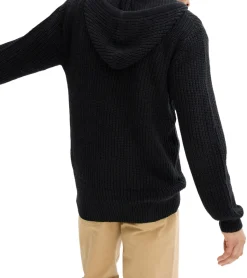 Große Größen|Pullover & Sweater*O46bpx Herren schöne Basic Strick-Jacke mit Kapuze Grobstrick-Pullover oder Eukalyptus-Grün Schwarz