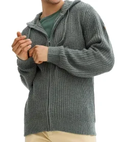 Große Größen|Pullover & Sweater*O46bpx Herren schöne Basic Strick-Jacke mit Kapuze Grobstrick-Pullover oder Eukalyptus-Grün Schwarz