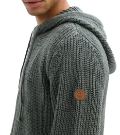 Große Größen|Pullover & Sweater*O46bpx Herren schöne Basic Strick-Jacke mit Kapuze Grobstrick-Pullover oder Eukalyptus-Grün Schwarz