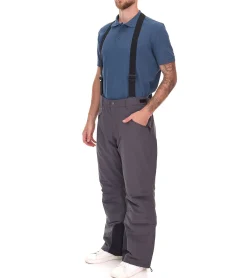 Wintersport|Jeans & Hosen*O46bpx Herren Ski-Funktions-Thermohose mit abnehmbarem Latz wasserdichte Snowboard-Hose Schneehose 964505 Grau