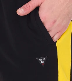 Sportunterbekleidung|Jogginghosen & Fitnessmode*O46rn Herren Sport-Short Baumwoll-Shorts kurze Fitness-Hose Trainings-Hose R-13631 Schwarz/Gelb