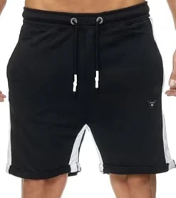 Sportunterbekleidung|Jogginghosen & Fitnessmode*O46rn Herren Sport-Short Baumwoll-Shorts kurze Fitness-Hose Trainings-Hose R-13631 oder Schwarz/Weiß Schwarz/Gelb