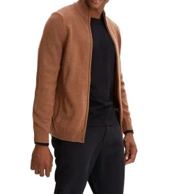 Pullover & Sweater*O46bpx Herren Strick-Jacke mit Stehkragen und Reißverschluss Cardigan Freizeit-Pullover Große Größen 913967 Braun