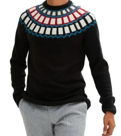 Große Größen|Pullover & Sweater*O46bpx Herren Strick-Pullover mit geometrischen Muster Freizeit-Sweater 915843 Schwarz