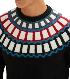 Große Größen|Pullover & Sweater*O46bpx Herren Strick-Pullover mit geometrischen Muster Freizeit-Sweater in Schwarz oder Blau