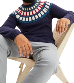 Große Größen|Pullover & Sweater*O46bpx Herren Strick-Pullover mit geometrischen Muster Freizeit-Sweater in Schwarz oder Blau