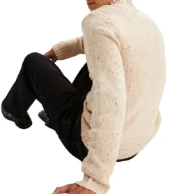 Pullover & Sweater*O46bpx Herren Strick-Pullover mit Duffle-Knopf Stehkragen-Sweater gesprenkelte Optik Große Größen 922837 Beige