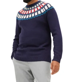 Große Größen|Pullover & Sweater*O46bpx Herren Strick-Pullover mit geometrischen Muster Freizeit-Sweater 920675 Blau