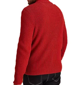 Pullover & Sweater*O46bpx Herren Strick-Troyer klassischer Strick-Pulli mit Reißverschluss Langarm-Pullover Große Größen 978933 Rostrot
