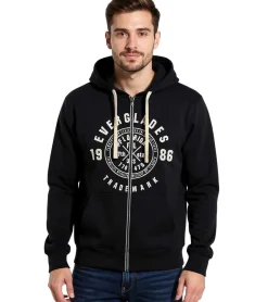 Große Größen|Pullover & Sweater*O46bpx Herren Sweat-Jacke mit Kapuze Baumwoll-Jacke Sweatshirt-Jacke 963394 Schwarz