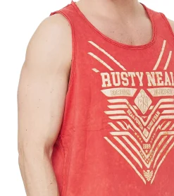 T-Shirts & Tank Tops*O46rn Herren Tank-Top im Vintage-Design ärmelloses Shirt mit Urban-Print Sommer-Top R-15247 Koralle