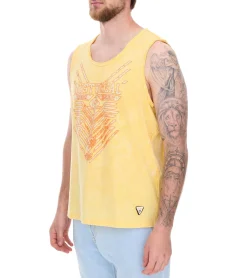 T-Shirts & Tank Tops*O46rn Herren Tank-Top im Vintage-Design ärmelloses Shirt mit Urban-Print Sommer-Top R-15247 Gelb