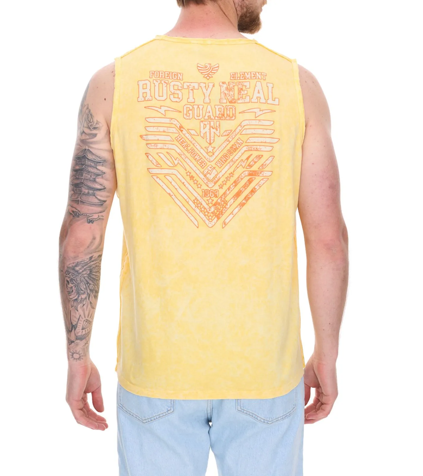 T-Shirts & Tank Tops*O46rn Herren Tank-Top im Vintage-Design ärmelloses Shirt mit Urban-Print Sommer-Top R-15247 Gelb