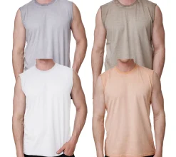 T-Shirts & Tank Tops*O46rn Herren Tank-Top Kurzarm-Shirt schlichtes Sommer Top Baumwoll-Shirt R-15286 Hell-, Weiß, Khaki oder Grau Orange