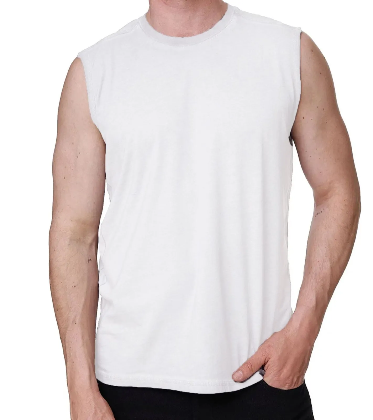 T-Shirts & Tank Tops*O46rn Herren Tank-Top Kurzarm-Shirt schlichtes Sommer Top Baumwoll-Shirt R-15286 Hell-, Weiß, Khaki oder Grau Orange