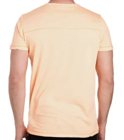 T-Shirts & Tank Tops*O46rn Herren T-Shirt Basic Baumwoll-Shirt verwaschenes Rundhals-Shirt Kurzarm R-15200 Neon-Orange
