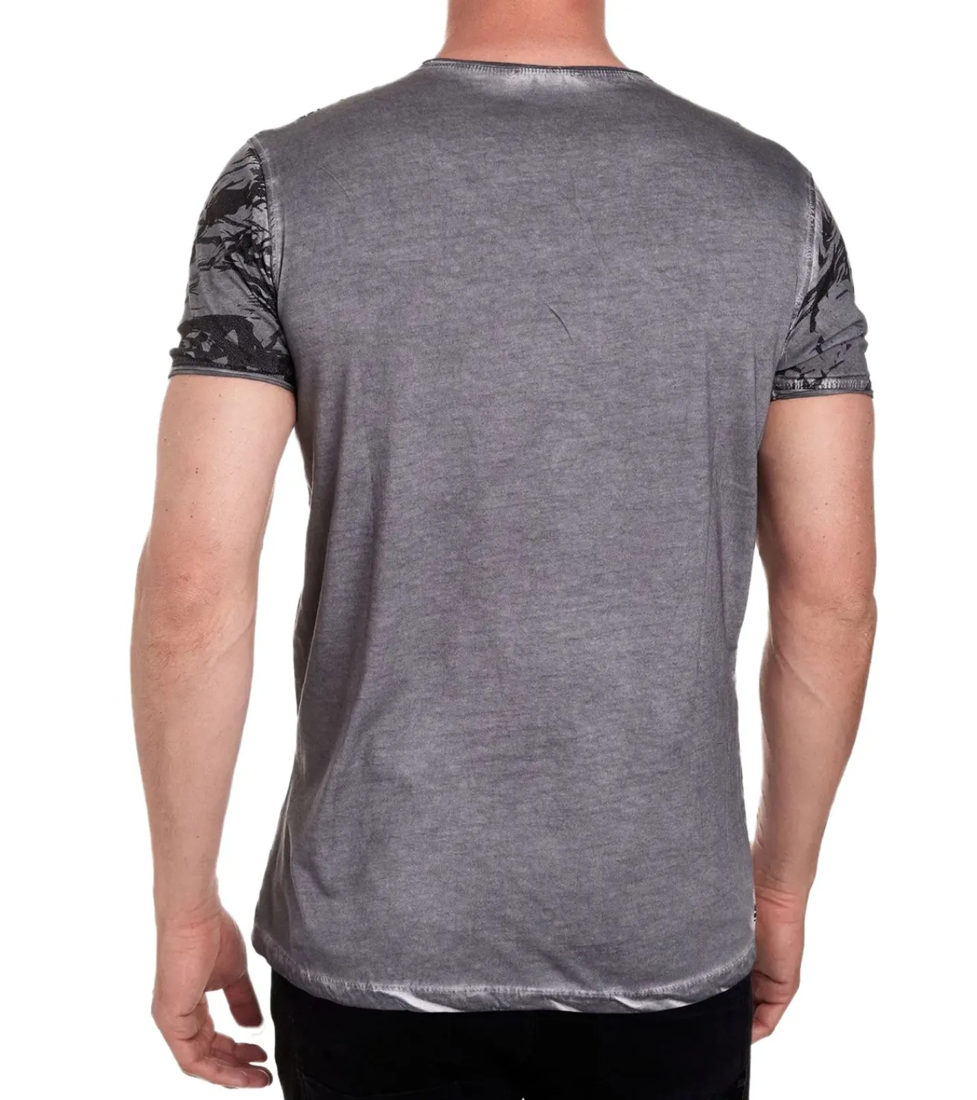 T-Shirts & Tank Tops*O46rn Herren T-Shirt mit aufwendigem Strass-Design Baumwoll-Shirt Rundhals-Shirt R-15162 Anthrazit