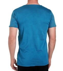 T-Shirts & Tank Tops*O46rn Herren T-Shirt mit aufwendigem Strass-Design Baumwoll-Shirt Rundhals-Shirt R-15162 Petrolblau