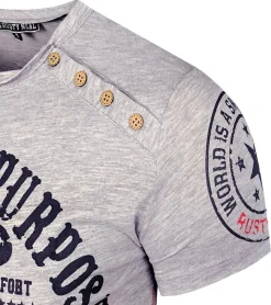 T-Shirts & Tank Tops*O46rn Herren T-Shirt mit "Born with a Purpose" Print Baumwoll-Shirt Rundhals-Shirt R-15216 Hellgrau meliert