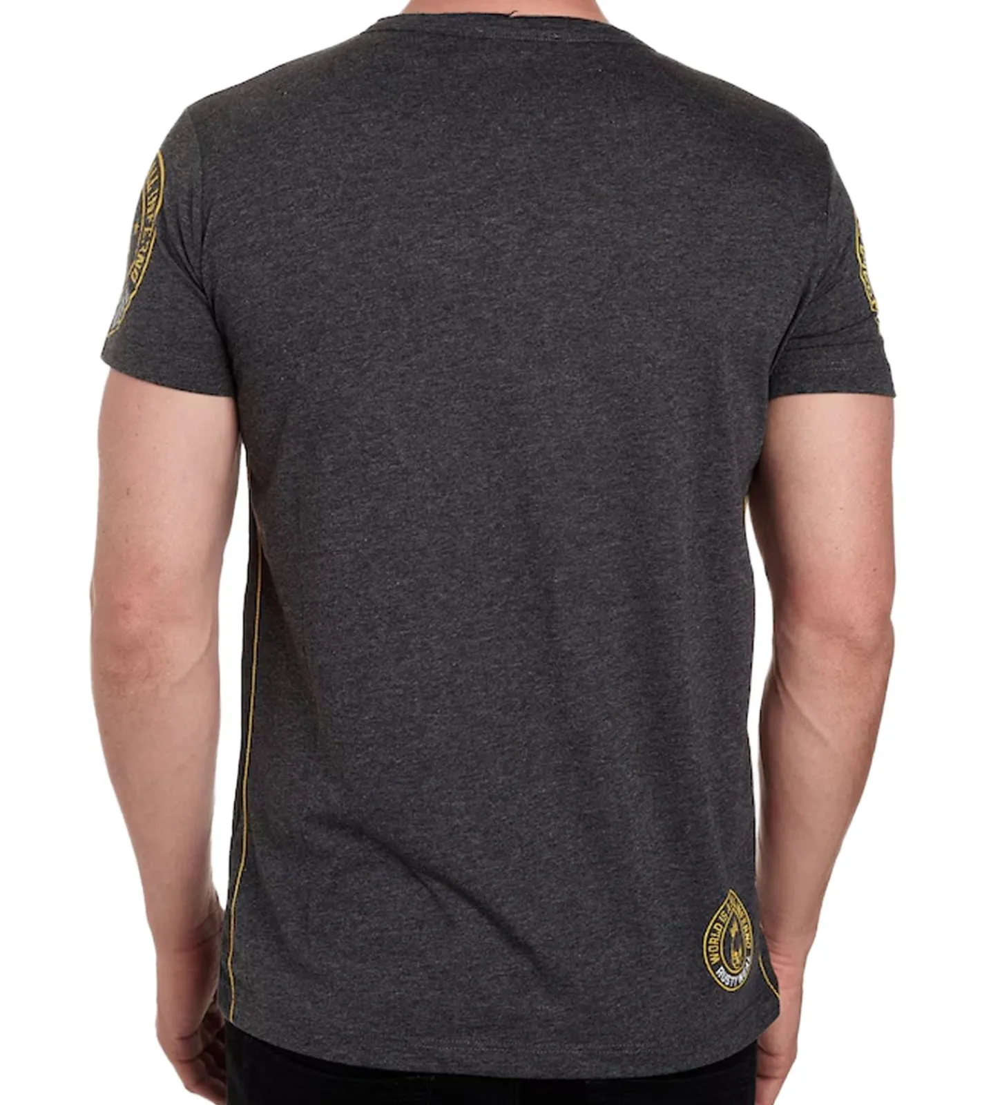 T-Shirts & Tank Tops*O46rn Herren T-Shirt mit "Born with a Purpose" Print Baumwoll-Shirt Rundhals-Shirt R-15216 Dunkelgrau meliert