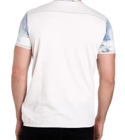 T-Shirts & Tank Tops*O46rn Herren T-Shirt mit großem Front-Print Baumwoll-Shirt Rundhals-Shirt Kurzarm-Shirt R-15045 Weiß/Blau