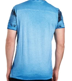 T-Shirts & Tank Tops*O46rn Herren T-Shirt mit plakativem Frontprint Baumwoll-Shirt Rundhals-Shirt R-15045 Petrolblau