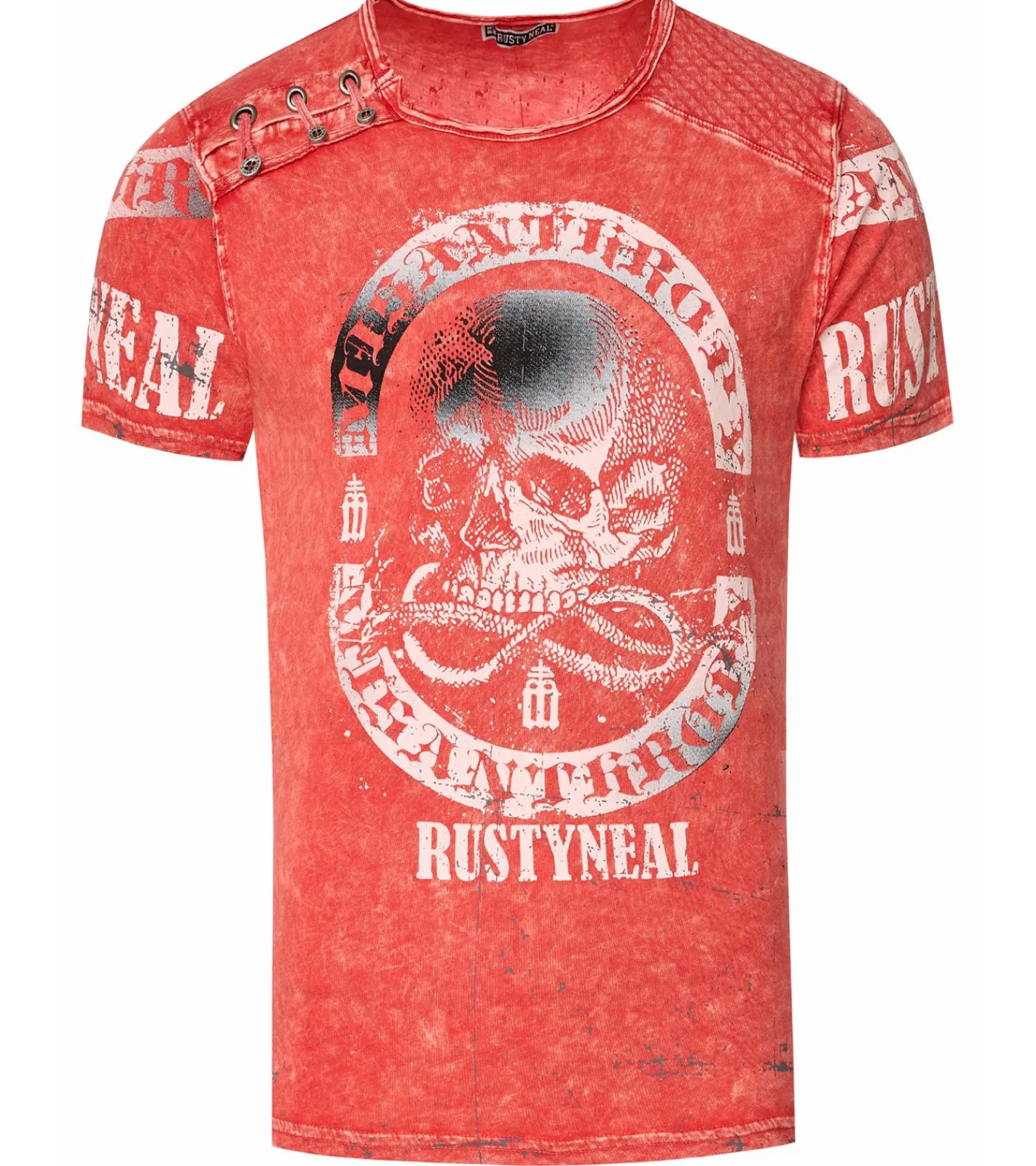 T-Shirts & Tank Tops*O46rn Herren T-Shirt mit plakativem Frontprint Baumwoll-Shirt Rundhals-Shirt R-15292 Rot