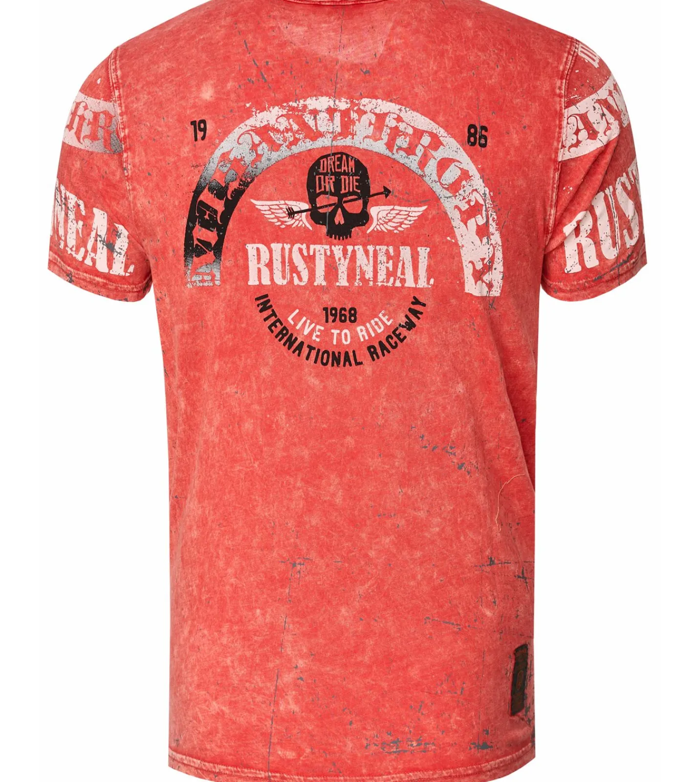 T-Shirts & Tank Tops*O46rn Herren T-Shirt mit plakativem Frontprint Baumwoll-Shirt Rundhals-Shirt R-15292 Rot