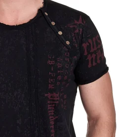 T-Shirts & Tank Tops*O46rn Herren T-Shirt mit Plunderer & Exploiter Print Baumwoll-Shirt Rundhals-Shirt R-15191 Schwarz